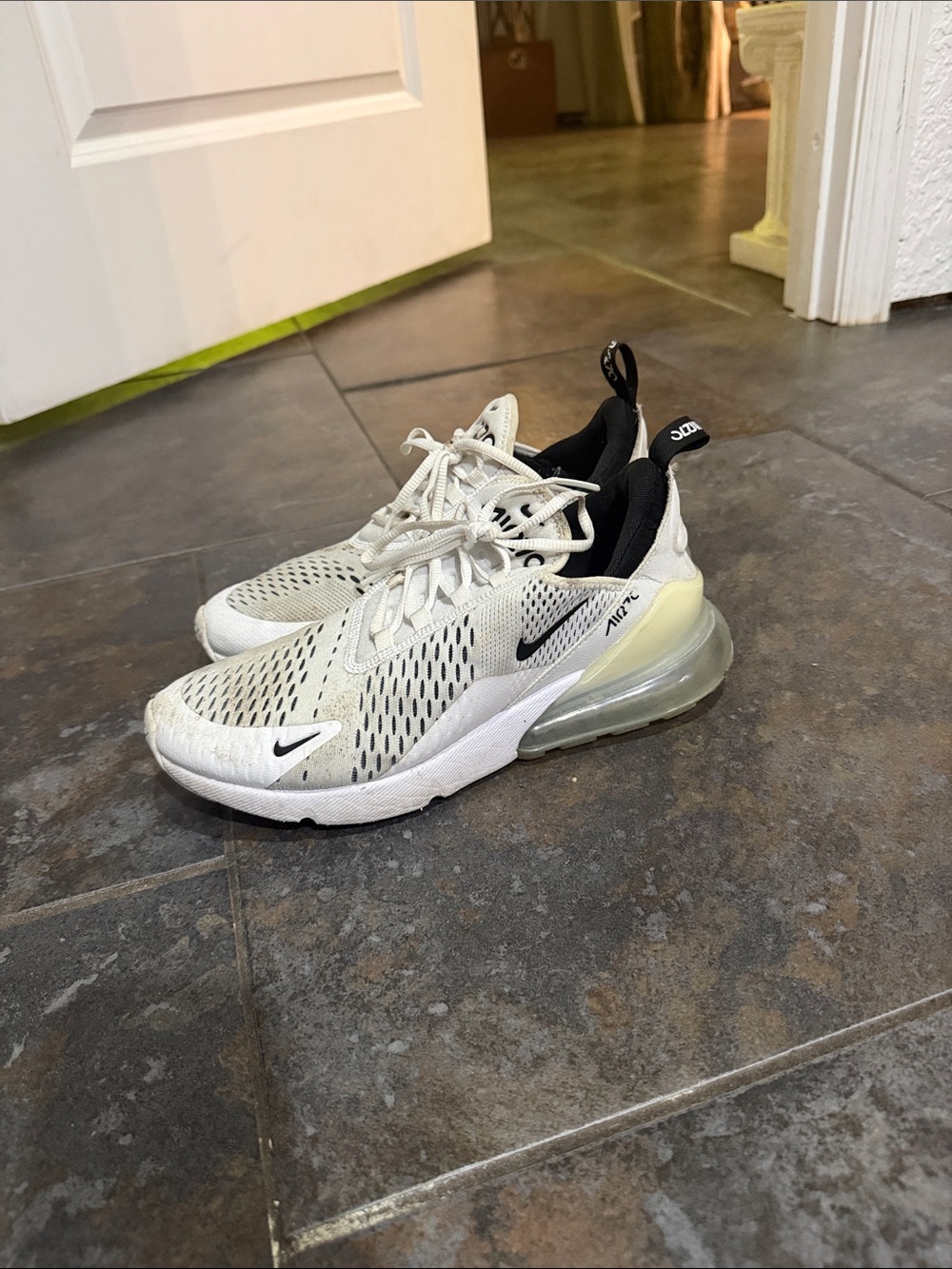 Nike Men's Sneakers White with Black and Light Yellow Accents